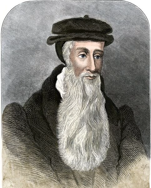 John Knox. Religious reformer John Knox.. Hand-colored engraving