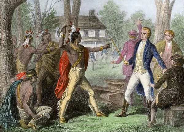 Tecumseh confronting William Henry Harrison