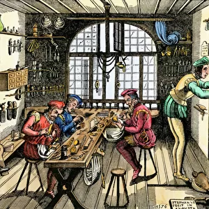 Medieval goldsmith at work