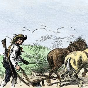 Minuteman farmer in New England, 1775