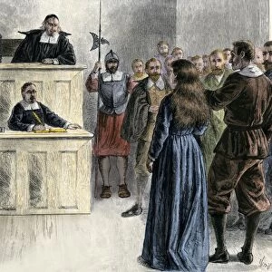 Woman defendant in a Puritan Massachusetts court, 1600s