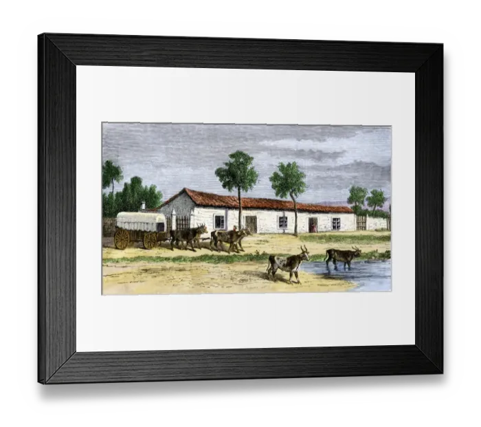 Framed Print : A Boer farm in South Africa, mid-1800s Framed Print : A Boer farm in South Africa, mid-1800s