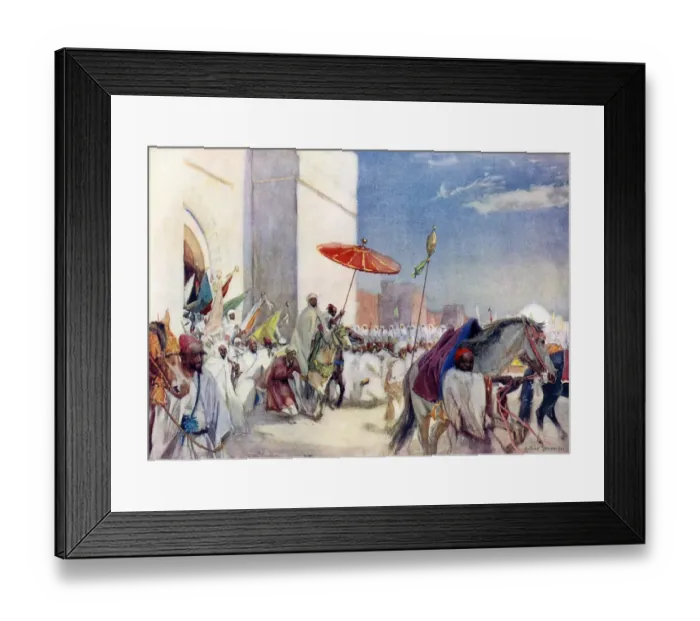 Framed Print : A royal procession of Sultan Abd al- Aziz IV in Morocco