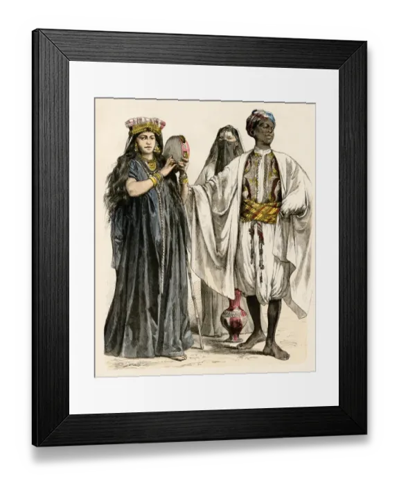 Framed Print : Women and a man-servant of Egypt, 1800s Framed Print : Women and a man-servant of Egypt, 1800s