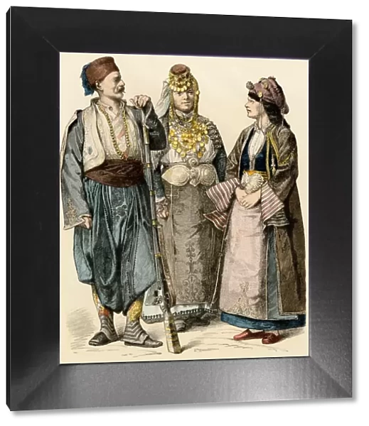 Tunisians and a Greek woman, 1800s