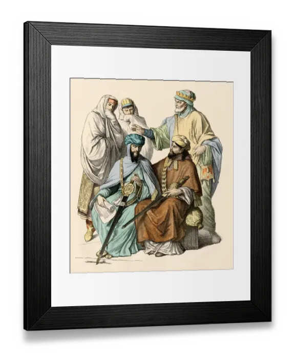 Framed Print : Moorish princes. Antique hand-colored print Framed Print : Moorish princes. Antique hand-colored print
