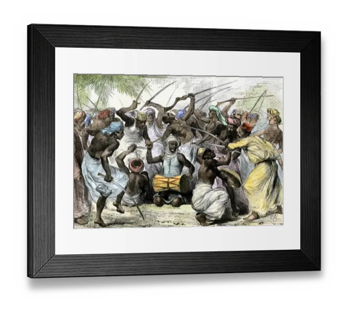 Framed Print : War-dance of the Sultan of Zanzibars irregular troops