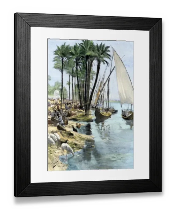 Framed Print : Market scene on the banks of the Nile River Framed Print : Market scene on the banks of the Nile River