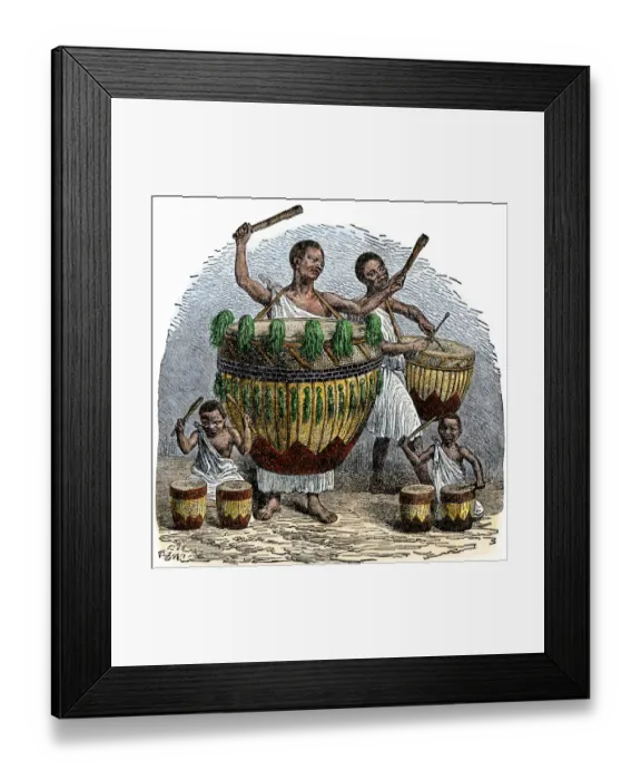 Framed Print : African drums, 1800s Framed Print : African drums, 1800s