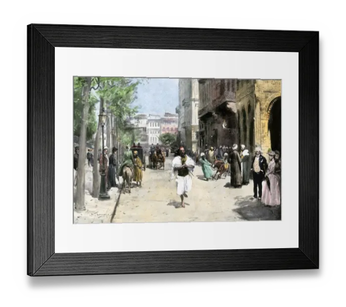 Framed Print : Busy Cairo street in the late 1800s Framed Print : Busy Cairo street in the late 1800s