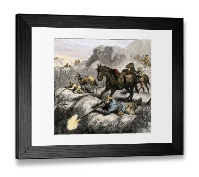 Framed Print : Boer marksmen in battle against the British in the Transvaal Framed Print : Boer marksmen in battle against the British in the Transvaal