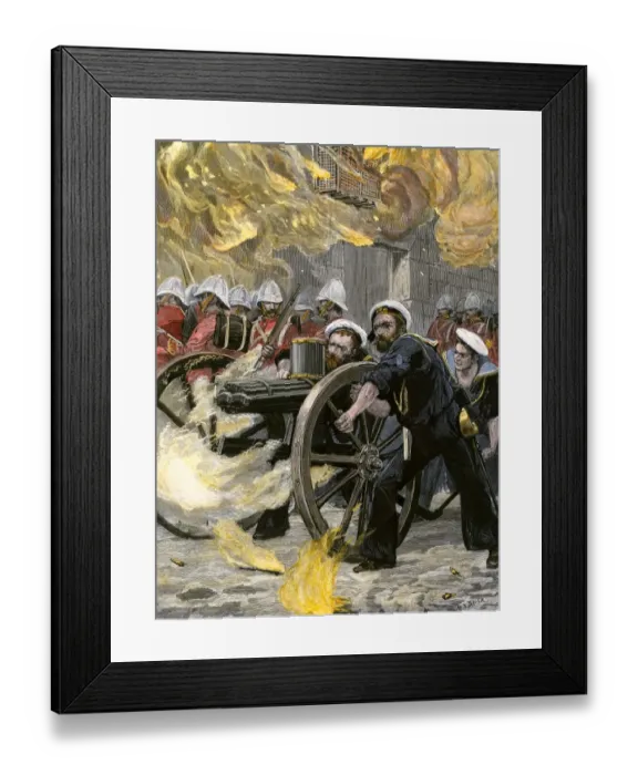 Framed Print : British naval brigade using a Gatling gun to occupy Alexandria Framed Print : British naval brigade using a Gatling gun to occupy Alexandria