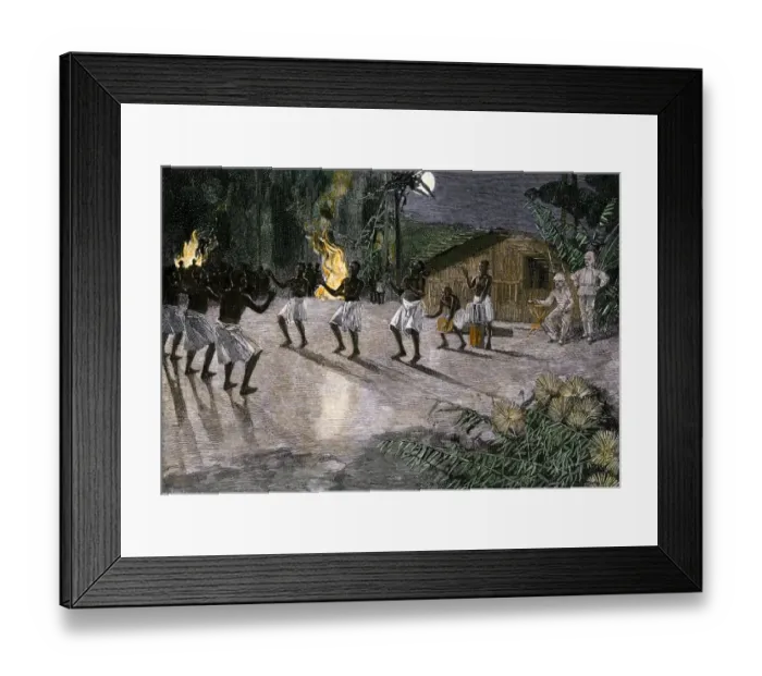 Framed Print : Native dance in the camp of an African explorer