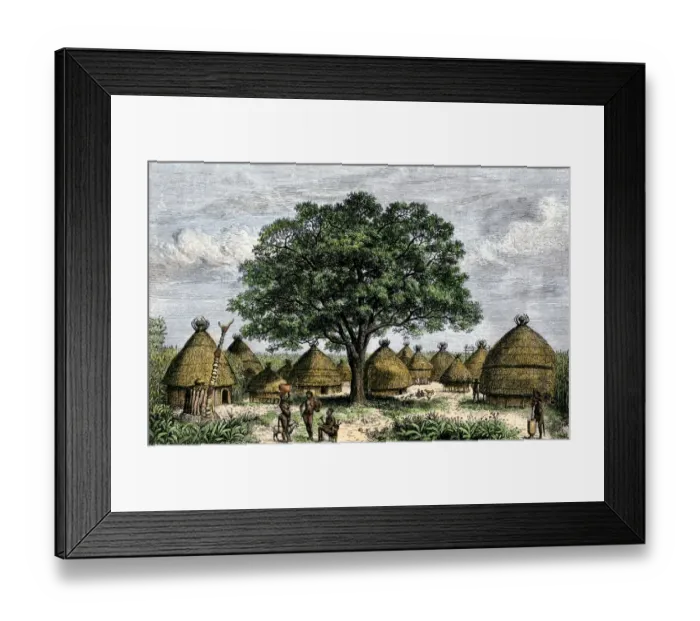 Framed Print : Native village in the valley of the Congo River Framed Print : Native village in the valley of the Congo River