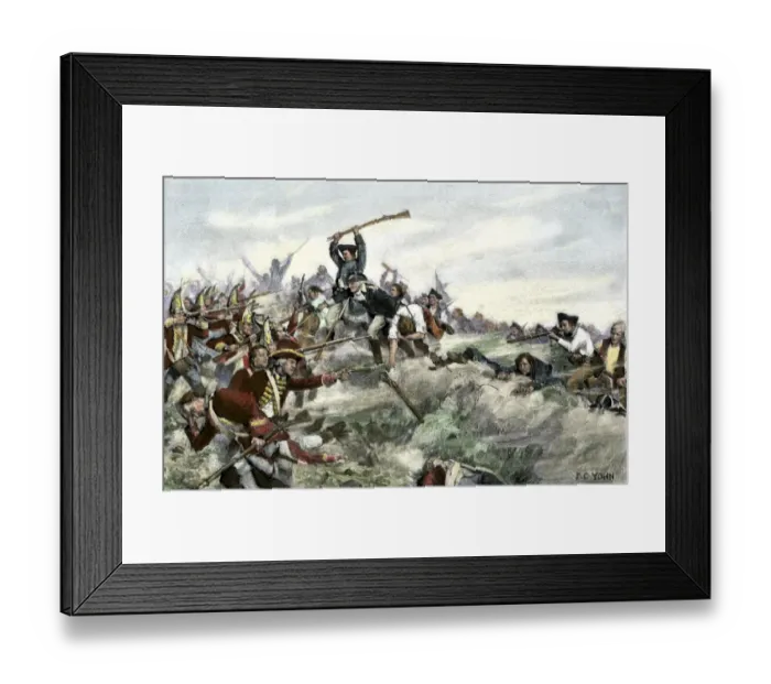 Framed Print : John Stark leading a charge of New Hampshire militia at the Battle of Framed Print : John Stark leading a charge of New Hampshire militia at the Battle of