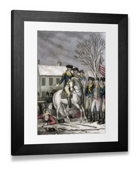 Framed Print : Hessian commander Rahl mortally wounded during the American attack on Trenton