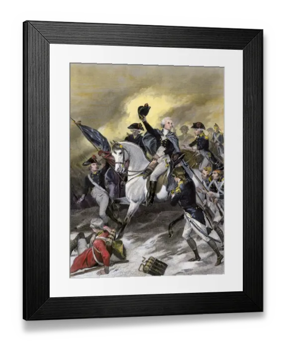 Framed Print : General Washington leading the Americans at the battle of Princeton Framed Print : General Washington leading the Americans at the battle of Princeton