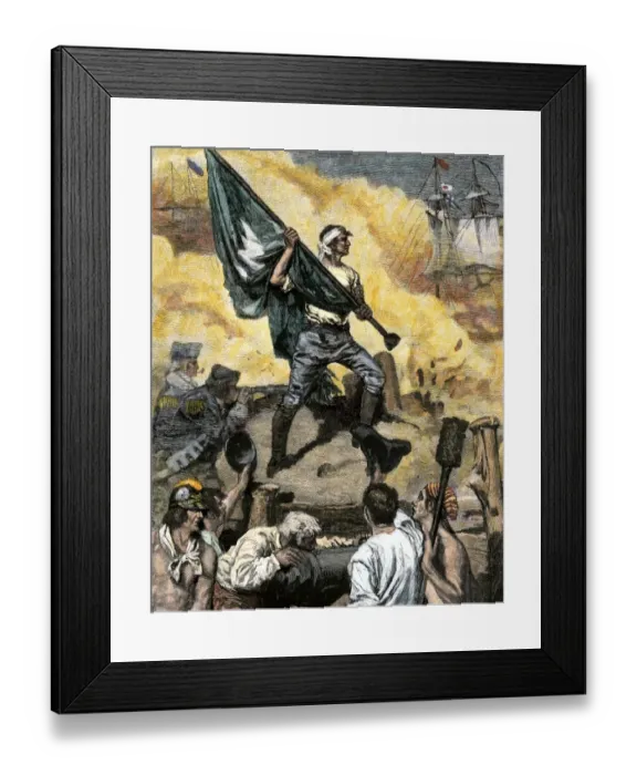 Framed Print : Sergeant Jasper with the South Carolina flag at the Battle of Fort Moultrie Framed Print : Sergeant Jasper with the South Carolina flag at the Battle of Fort Moultrie