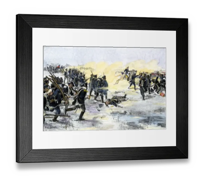 Framed Print : American troops charging the British at the Battle of Princeton Framed Print : American troops charging the British at the Battle of Princeton
