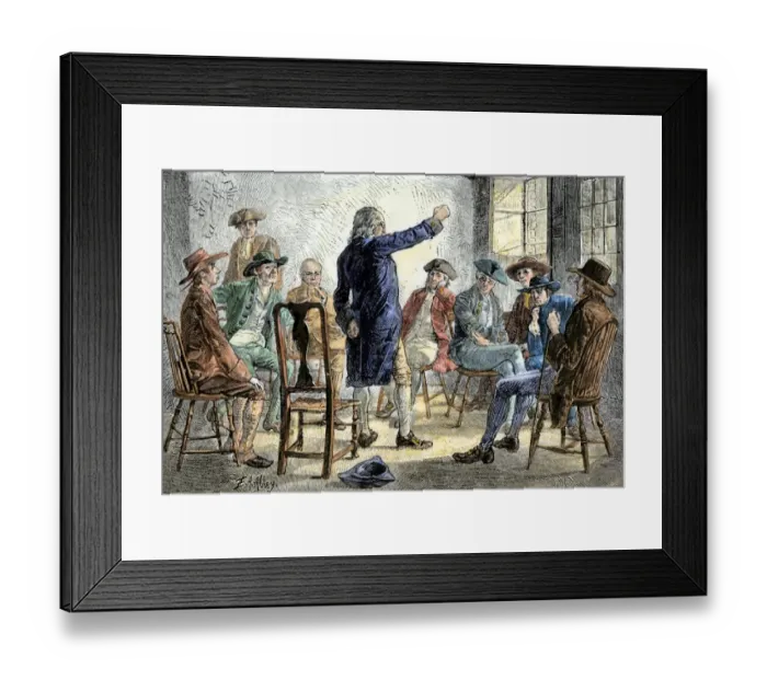 Framed Print : A meeting of colonists protesting British treatment before the American Framed Print : A meeting of colonists protesting British treatment before the American