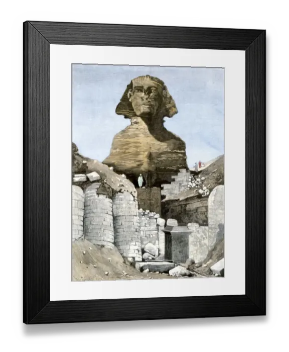 Framed Print : Excavating the Sphinx, 1880s Framed Print : Excavating the Sphinx, 1880s