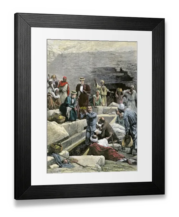 Framed Print : Archaeologists remove artifacts from a pyramid at Dashur, Egypt Framed Print : Archaeologists remove artifacts from a pyramid at Dashur, Egypt