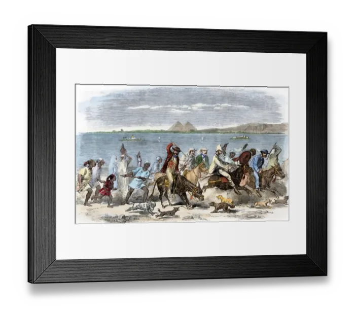 Framed Print : Donkey-riders on their way to see the pyramids, 1800s Framed Print : Donkey-riders on their way to see the pyramids, 1800s