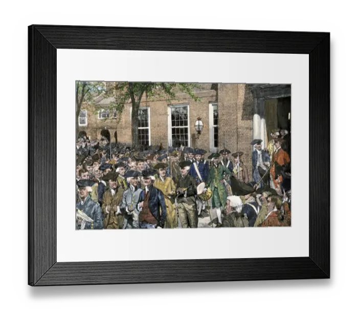Framed Print : Continental Congress leaving Independence Hall to hear the first public reading