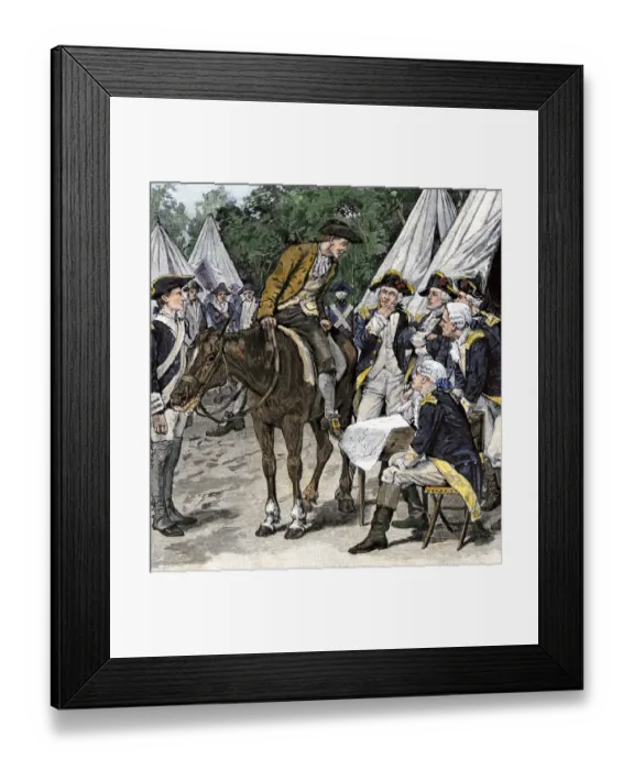Framed Print : General Washington is brought the news that the British had crossed Framed Print : General Washington is brought the news that the British had crossed