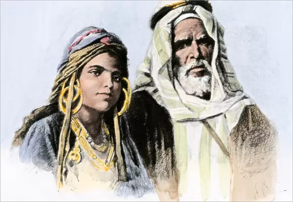 Bedouins. Bedouin father and his daughter.