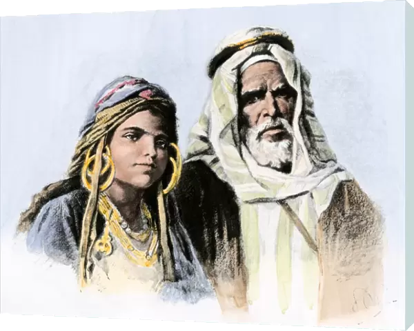 Bedouins. Bedouin father and his daughter.