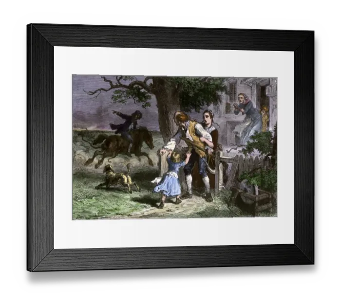 Framed Print : Paul Revere calling the Lexington Minutemen to arms Framed Print : Paul Revere calling the Lexington Minutemen to arms