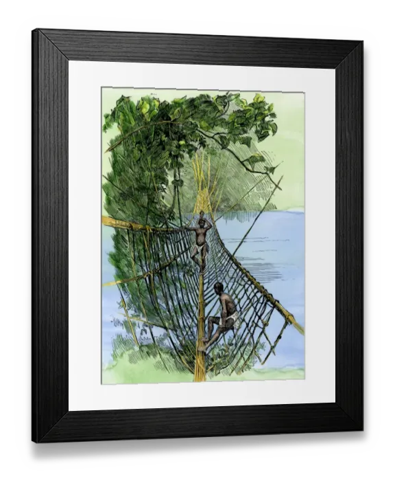 Framed Print : Native suspension bridge on the Congo River Framed Print : Native suspension bridge on the Congo River