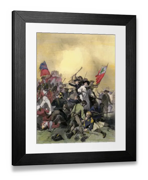 Framed Print : Minutemen at the Battle of Bunker Hill at the outbreak of the American Framed Print : Minutemen at the Battle of Bunker Hill at the outbreak of the American