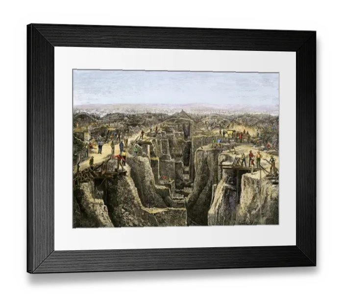 Framed Print : Prospectors working the diamond diggings near Colesberg Framed Print : Prospectors working the diamond diggings near Colesberg