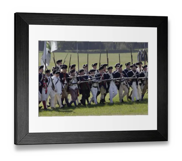 Framed Print : Continental Army reenactors advance at Yorktown battlefield Framed Print : Continental Army reenactors advance at Yorktown battlefield