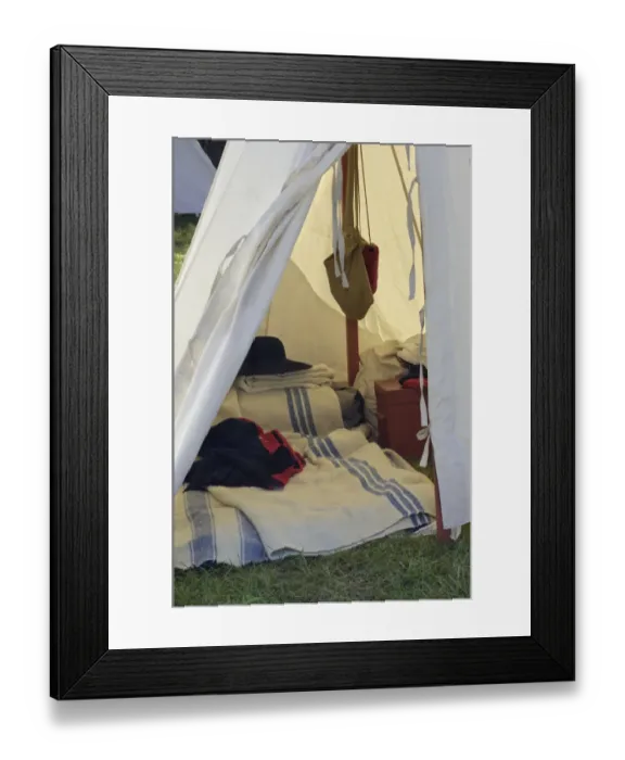Framed Print : British soldiers tent, Revolutionary War reenactment at Yorktown battlefield Framed Print : British soldiers tent, Revolutionary War reenactment at Yorktown battlefield
