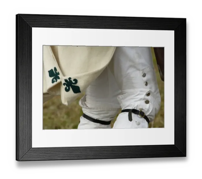 Framed Print : Detail of French soldiers uniform at a reenactment on the Yorktown Battlefield