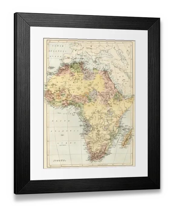 Framed Print : Map of Africa in the 1870s
