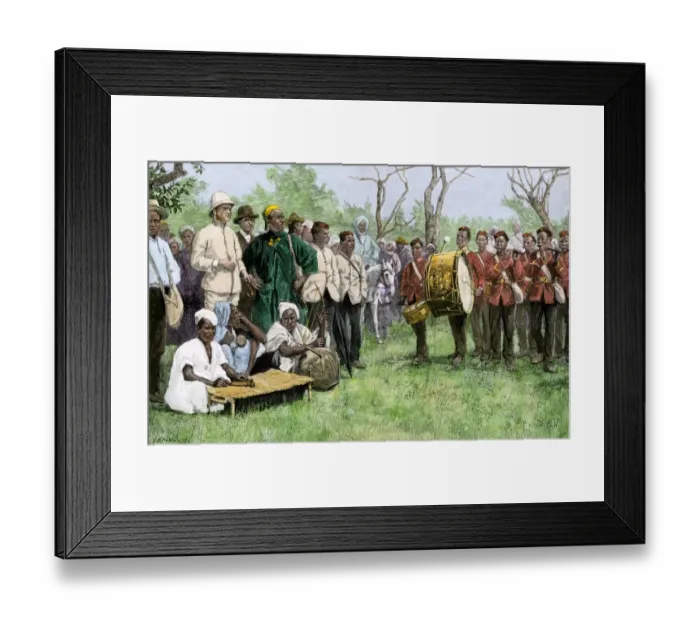 Framed Print : British administrator of Gambia meeting with a native chief Framed Print : British administrator of Gambia meeting with a native chief