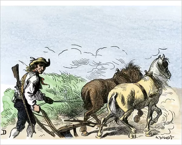 Minuteman farmer in New England, 1775