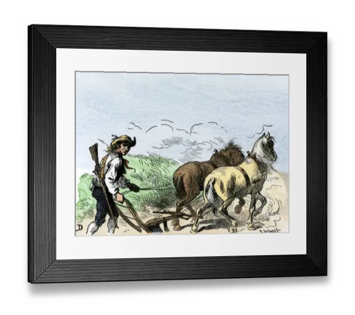 Framed Print : Minuteman farmer in New England, 1775