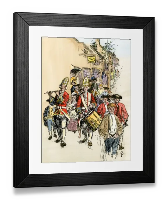 Framed Print : British soldiers in a colonial town
