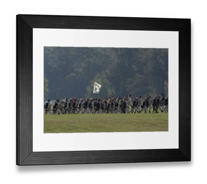Framed Print : Continental Army soldiers reenact a march at Yorktown battlefield