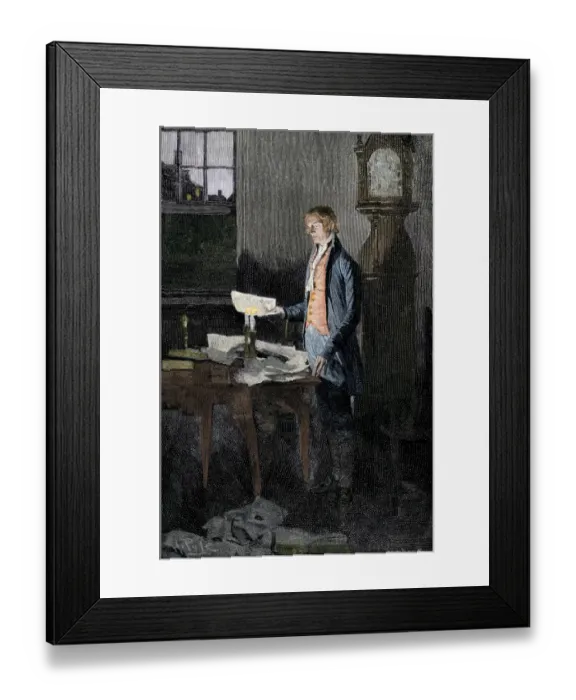 Framed Print : Thomas Jefferson writing the Declaration of Independence Framed Print : Thomas Jefferson writing the Declaration of Independence