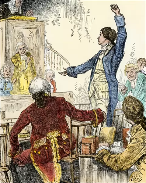 Patrick Henry speaking in the Virginia Assembly