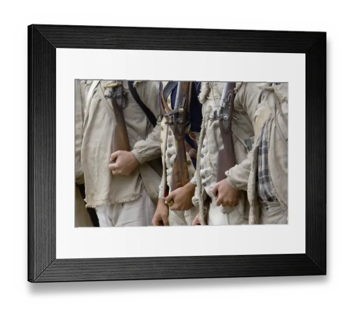 Framed Print : French soldiers reenact a muster at the surrender at Yorktown Framed Print : French soldiers reenact a muster at the surrender at Yorktown