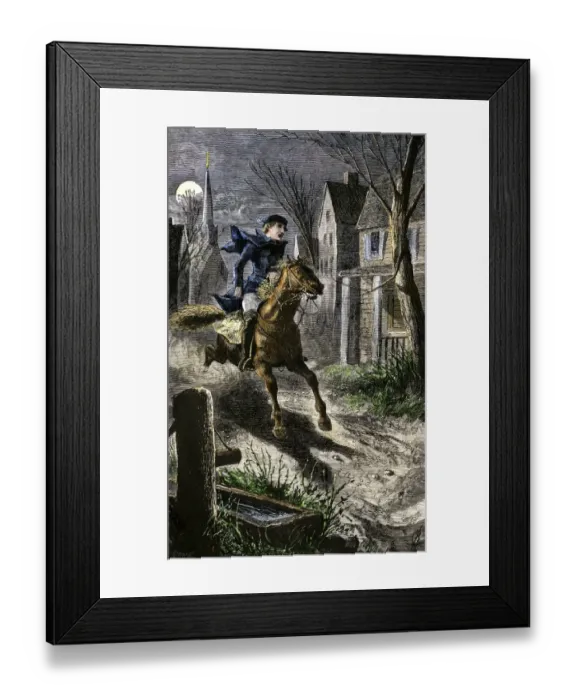 Framed Print : Paul Reveres ride to awaken the Minutemen of Lexington Framed Print : Paul Reveres ride to awaken the Minutemen of Lexington