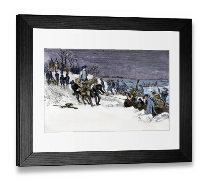 Framed Print : George Washingtons army crossing the icy Delaware River to attack Trenton Framed Print : George Washingtons army crossing the icy Delaware River to attack Trenton
