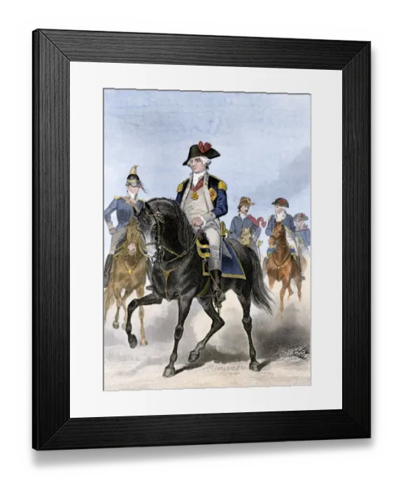 Framed Print : Baron von Steuben on horseback with other Continental Army officers at Valley Framed Print : Baron von Steuben on horseback with other Continental Army officers at Valley